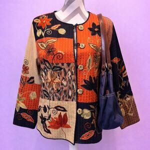 Orange and black floral patchwork